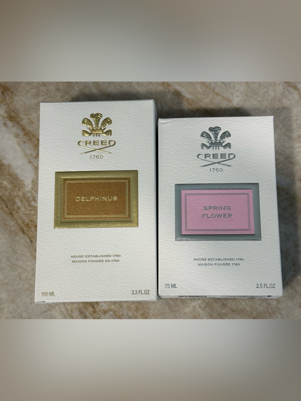 Creed Delphinus and Spring Flowers perfume Boxes